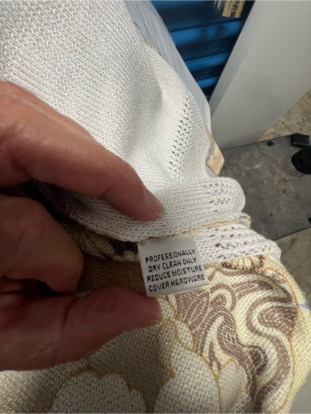 St. John Collection Cream, Beige and Gold Floral Knit Top - Picture 4 of 4